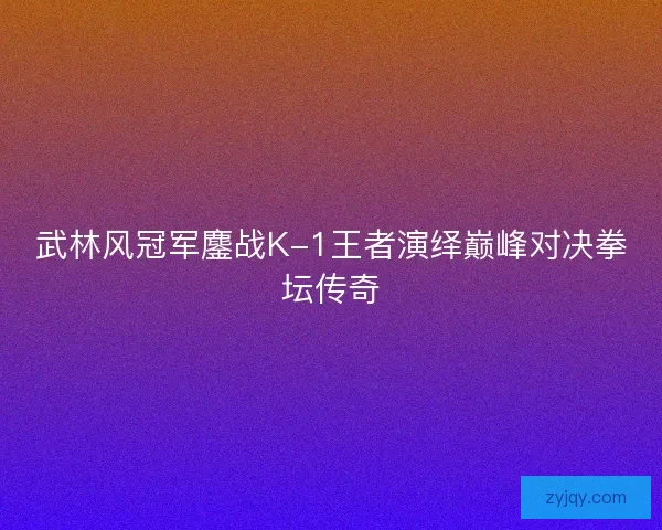 武林风冠军鏖战K-1王者演绎巅峰对决拳坛传奇 武林风冠军鏖战K-1王者演绎巅峰对决拳坛传奇