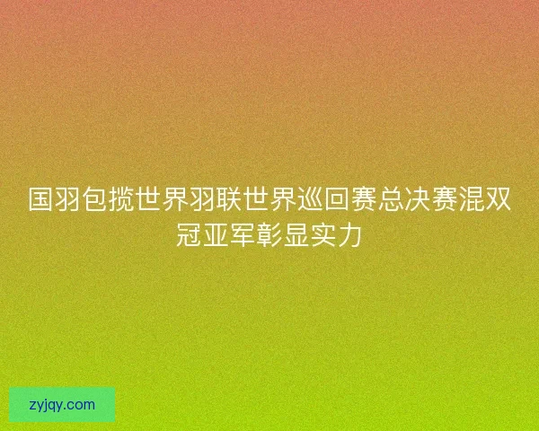 国羽包揽世界羽联世界巡回赛总决赛混双冠亚军彰显实力